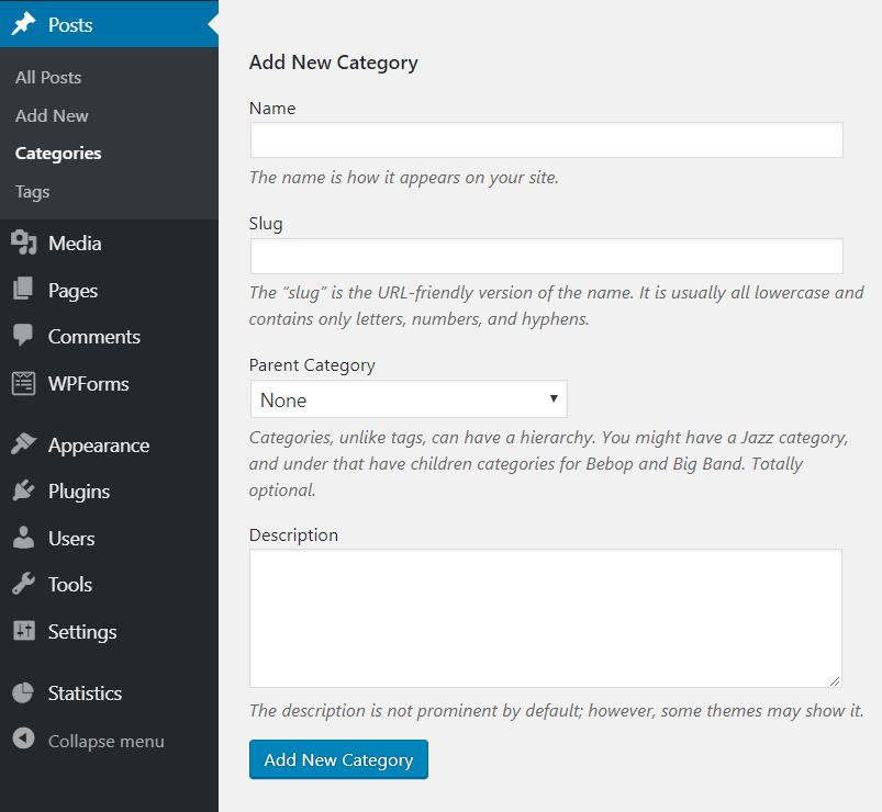 Wordpress categories page