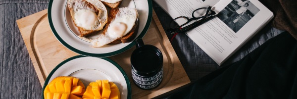 food plates and book